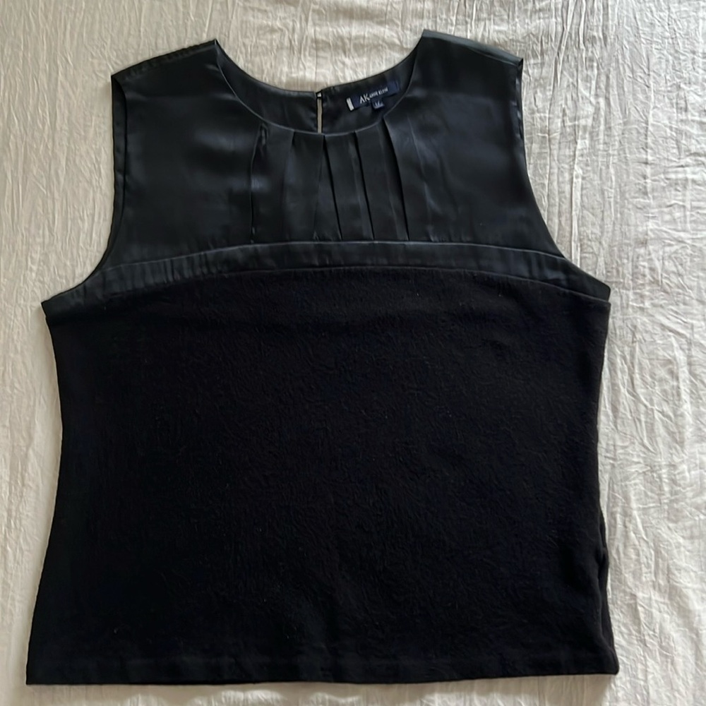 Anne Klein top size 1X. Black. Satin top and wool blend bottom.